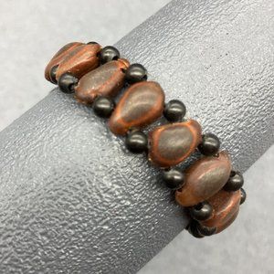 Real Seed Bead Bracelet Brown Black Round Adjustable Cord Retro BoHo Organic